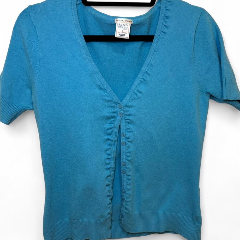 Old Navy Women's Vintage Y2K 2000s Light Blue Preppy Coquette Cardigan